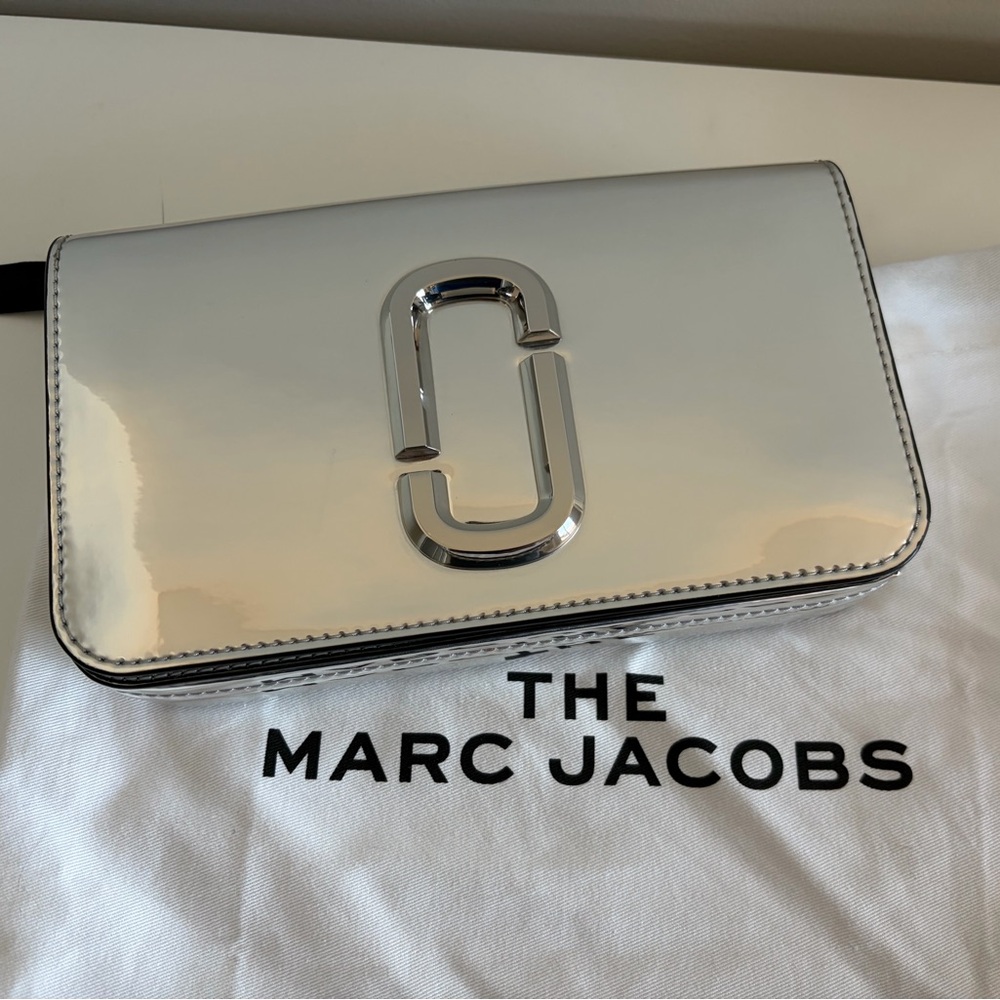 Marc Jacobs Long Shot Mirrored Silver Clutch